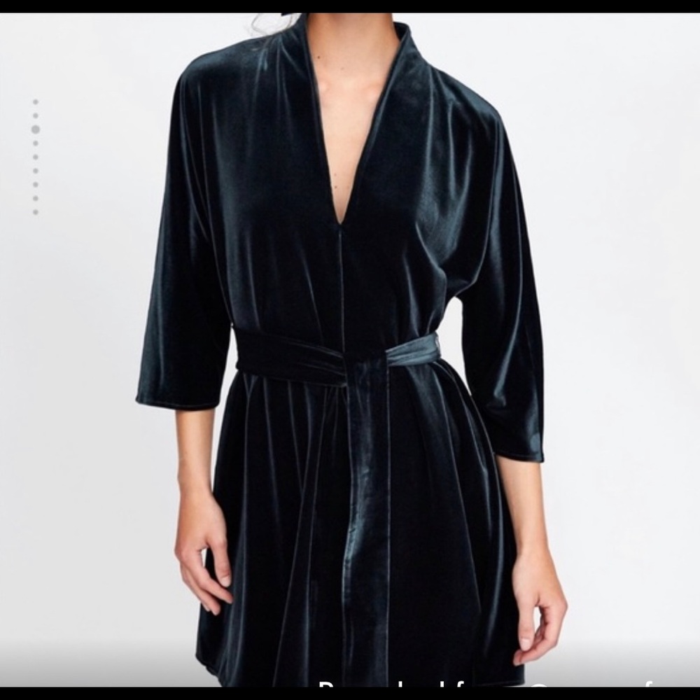ZARA Brand New w/ Tags Green Velvet dress tunic